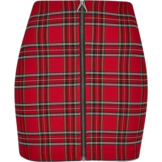 Urban Classics Checker Dames Korte rok - rood/zwart - S