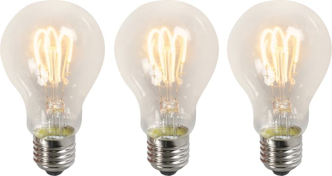 LUEDD Set van 3 E27 LED gedraaide filament lampen A60 helder 3W 210 lm 2200K