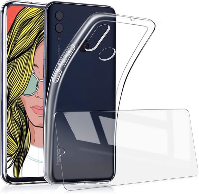 Silicone hoesje transparant met 2 Pack Tempered glas Screen Protector Geschikt voor : Huawei p smart z