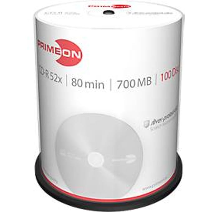 Primeon 2761103 CD-R 80 disc 700 MB 100 stuk(s) Spindel Mat zilver oppervlak