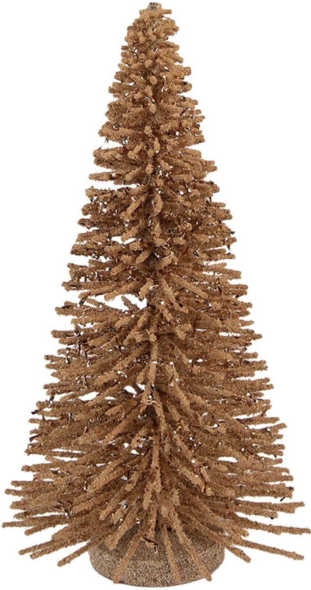 Clayre & Eef Kerstdecoratie Beeld Kerstboom Ø 17x30 cm Beige Hout