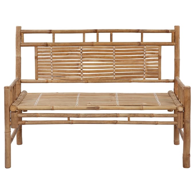 vidaXL - Tuinbank - met - kussen - 120 - cm - bamboe