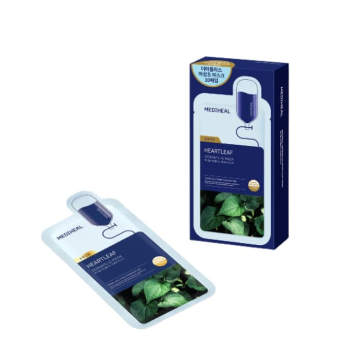 Mediheal Dermaplus Heartleaf Mask 10 stuks – Kalmerend & Zuiverend Sheet Masker 22ml blue