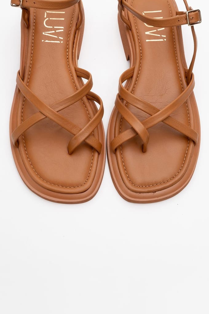 Antas Met bandjes Leer Plat Sandalen (Women)