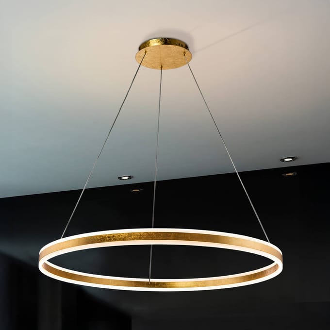 Schuller Valencia Helia LED hanglamp, goudkleurig, Ø 100 cm, metaal