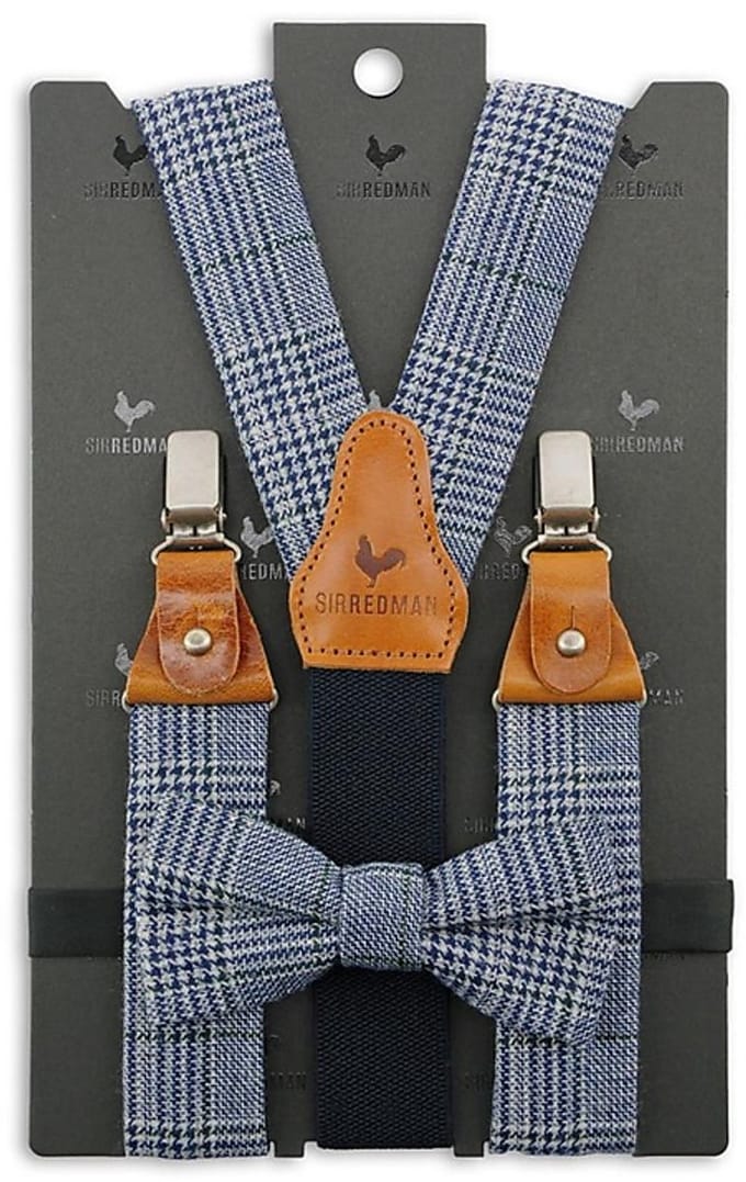 Sir Redman - Bretels met strik - bretels combi pack Maher Tweed - blauw / groen / grijs / wit