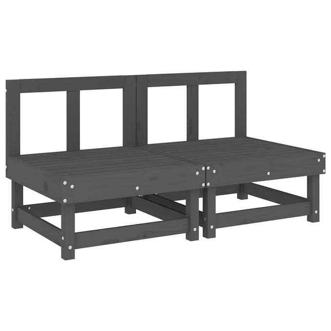 vidaXL - Middenbanken - met - kussens - 2 - st - massief - grenenhout - grijs