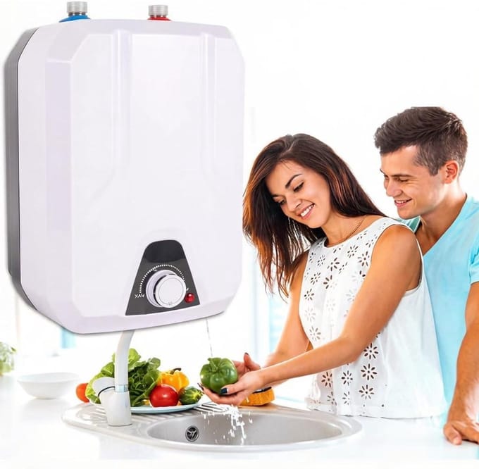 Elektrische Mini-boiler - Warmwater Reservoir - Direct Warm Water - Compact Ontwerp - 8 Liter Capaciteit - Wit