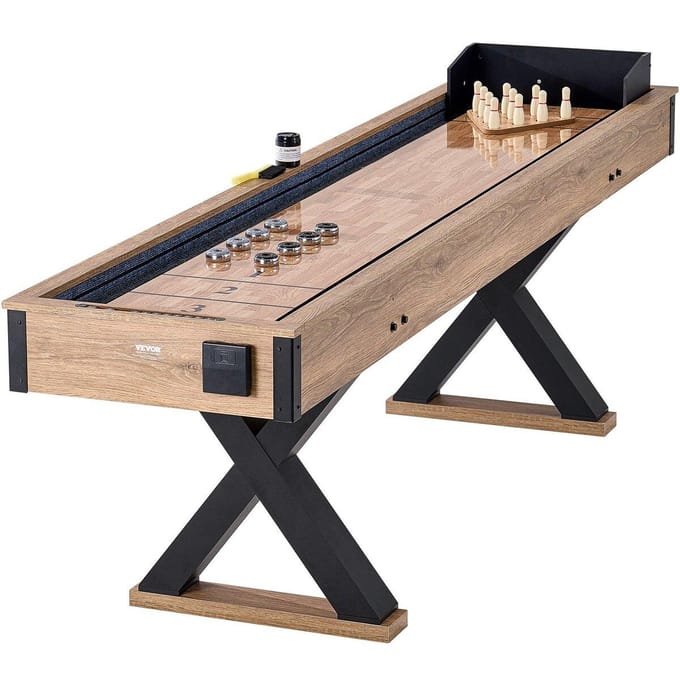 Table de shuffleboard 9 pieds Ensemble de jeu combiné 2 en 1 Shuffleboard et Bowling