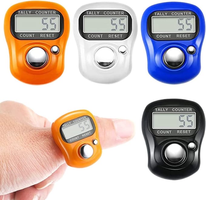 Elektronische Vingerteller - Digitale Clicker - Rijen Tellen - Met Resetknop - 4 Stuks - Multicolor