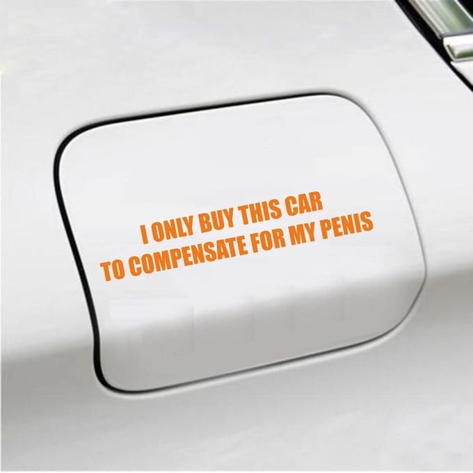 Bumpersticker - I Only Buy This Car - 3,5 X 19,6 - Oranje