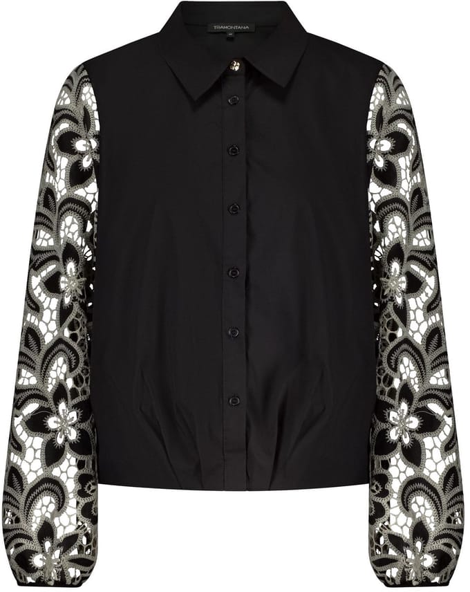 TRAMONTANA - Embroidered sleeve blouse - C24-17-401 - 009000 Black