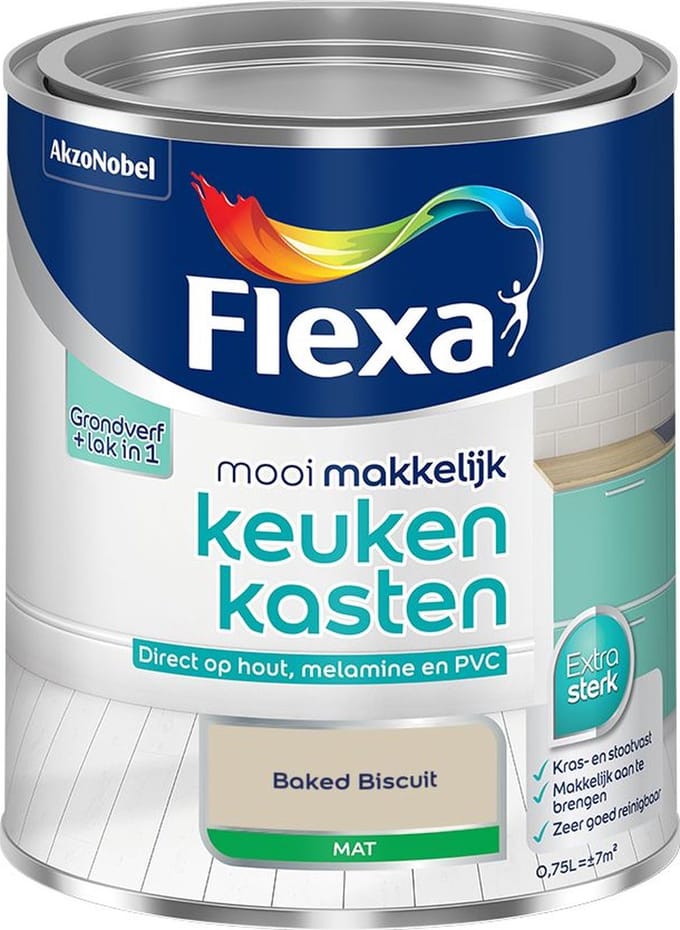 Flexa - Mooi Makkelijk Keukenkasten Mat - Baked Biscuit - Mengverf - 750 Ml