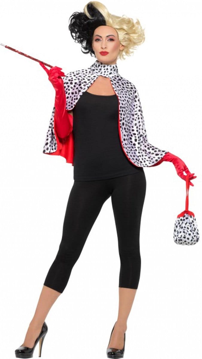 Smiffys - Deluxe Evil Madame Kostuum Accessoire Set - Zwart/Wit