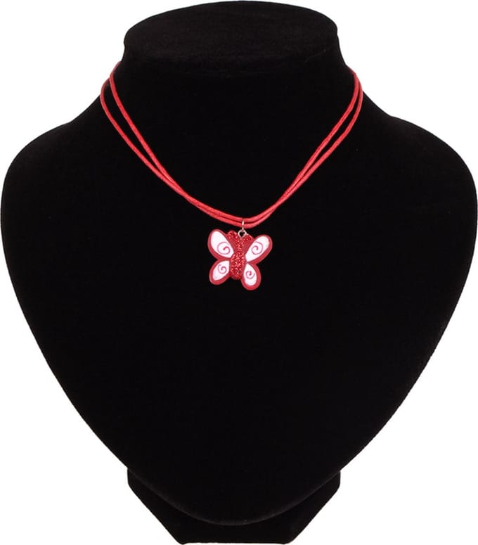 Kinderketting rood met vlinder