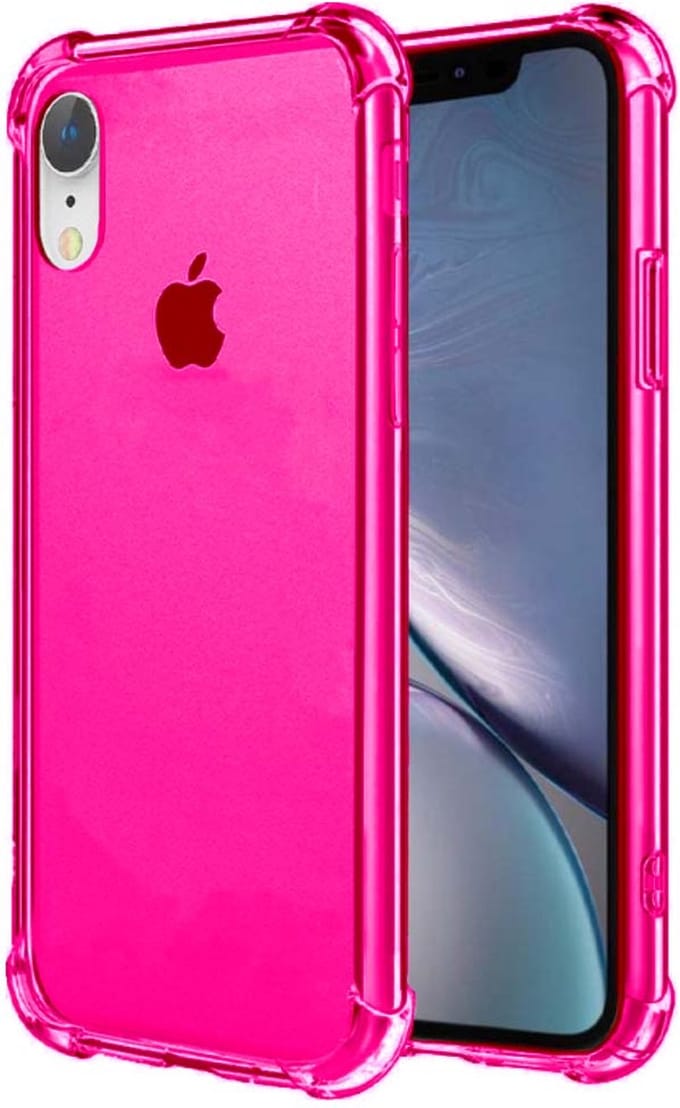 Smartphonica iPhone Xr transparant siliconen hoesje - Neon Roze geschikt voor Apple iPhone XR