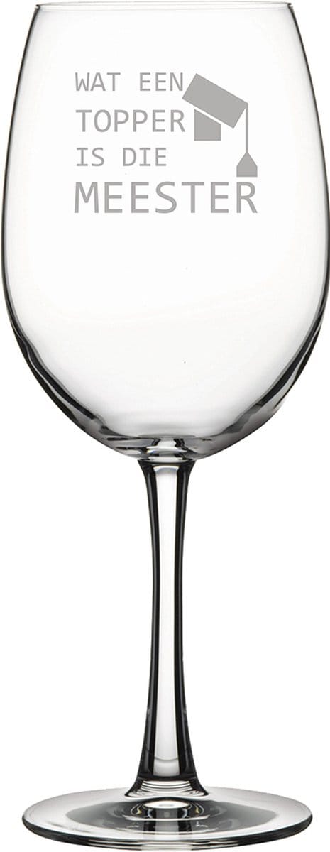 Gegraveerde Rode wijnglas 58cl Wat een topper is die meester