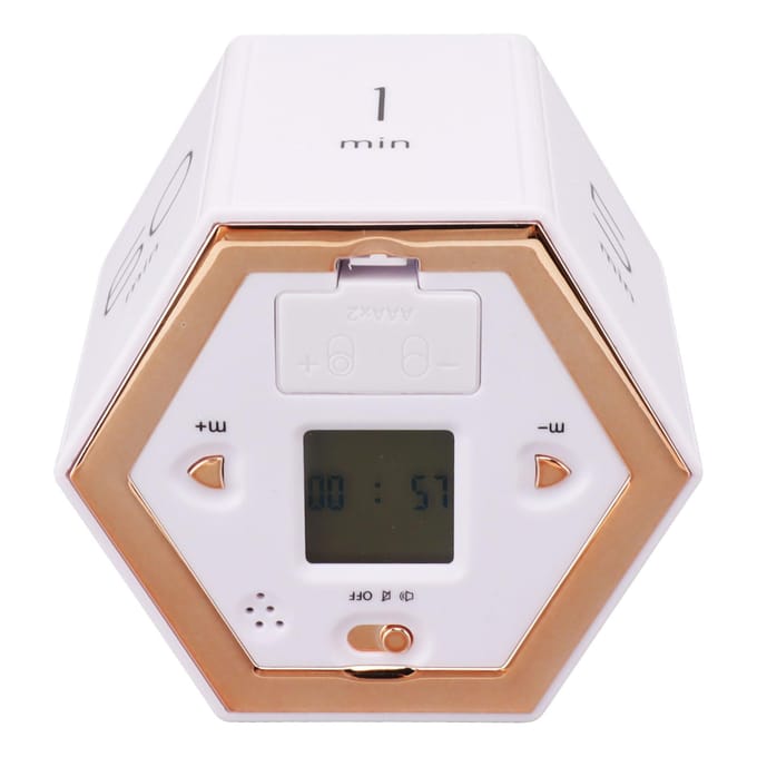 Hex Flip Timer met Stomme Alarmfunctie Magnetische Tijdmanagement Kubus Timer met LCD-scherm voor wit