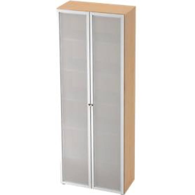 Glasdeurkast TOPAS LINE, 6 dossierhoogtes, B 800 mm, ahorn decor