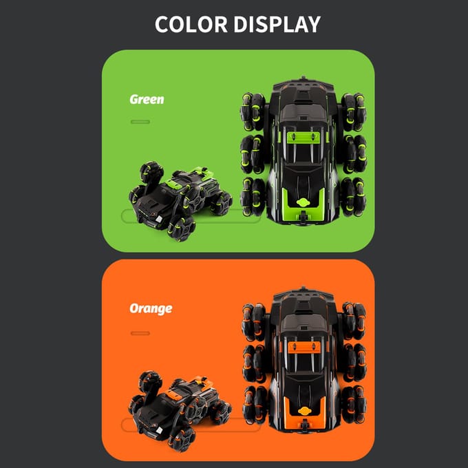 RC Stunt Auto voor Kinderen 2.4GHz 4WD Afstandsbediening Stunt Auto 2 Controle Modus Dubbelzijdig 360 graden Roterend remote controller mode groen