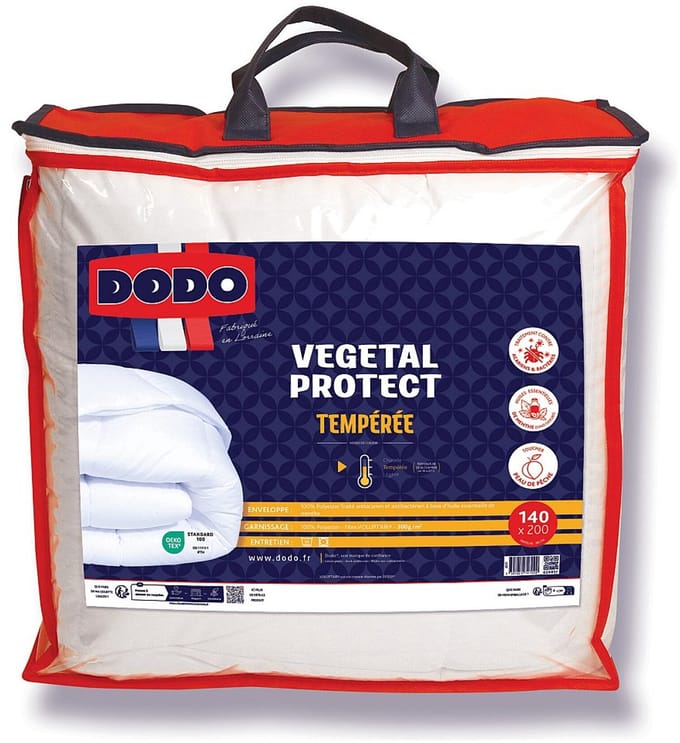 Vente-unique Gematigd dekbed DODO natuurlijk anti-huisstofmijt - 140 x 200 cm - VEGETAL PROTECT