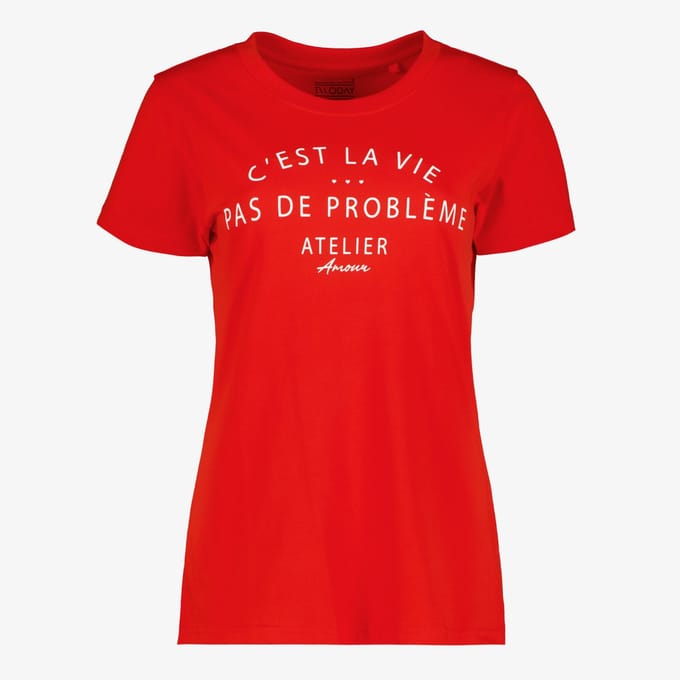 TwoDay dames T-shirt met opdruk rood - Maat S