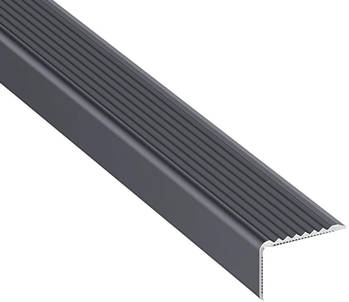 Traprandprofiel Metaal - Trapneus Antislip - Veiligheid Verhoging - L-vormig Afgerond - 115cm - Grijs