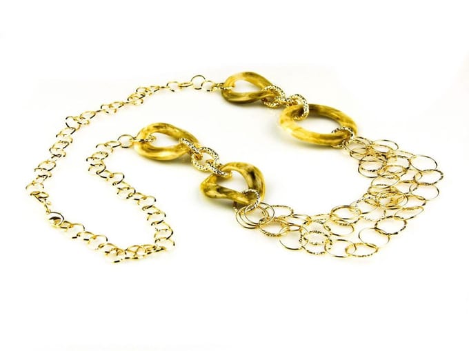 model Cannes collier in brons  goudkleurige schakels met beige schakels