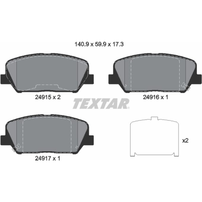 Remblokset TEXTAR 2491501, voor