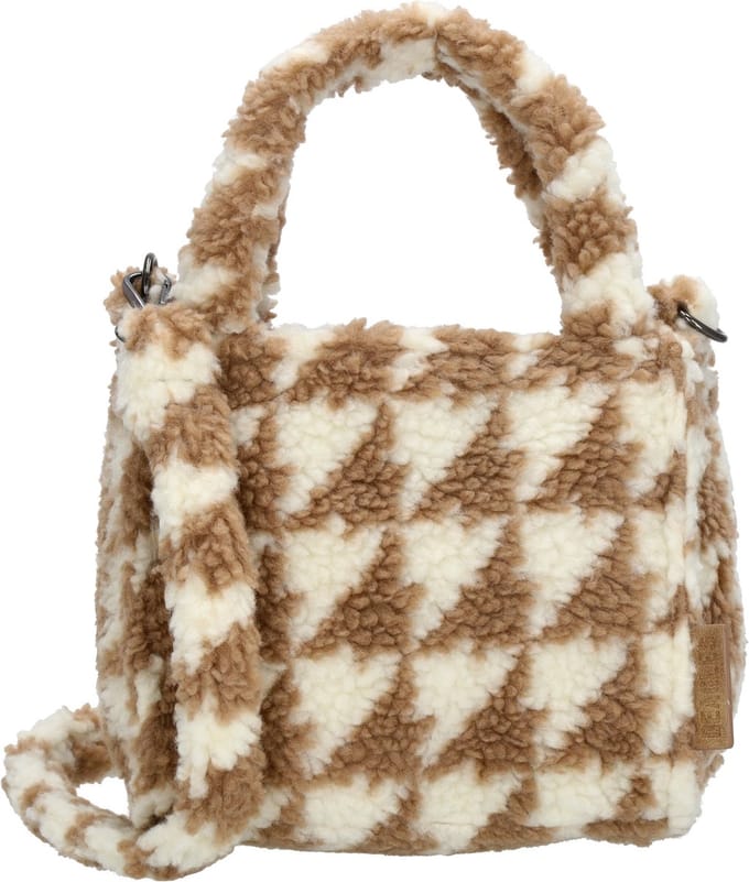 Beagles Navarra Hand & Schoudertasje Teddy Soft Small - Beige pied-de-poule