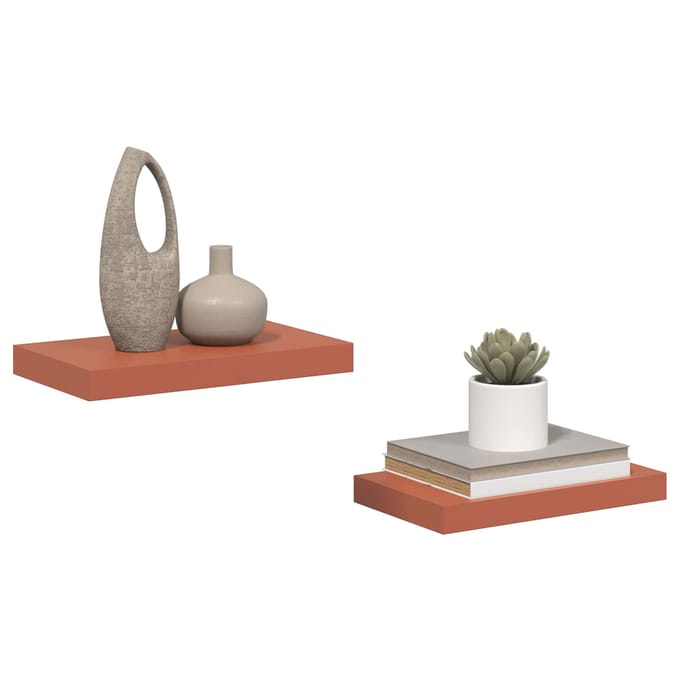 vidaXL - Wandplank - 2 - st - Rood - 40 - x - 23,5 - x - 3,8 - cm - Bewerkt - hout