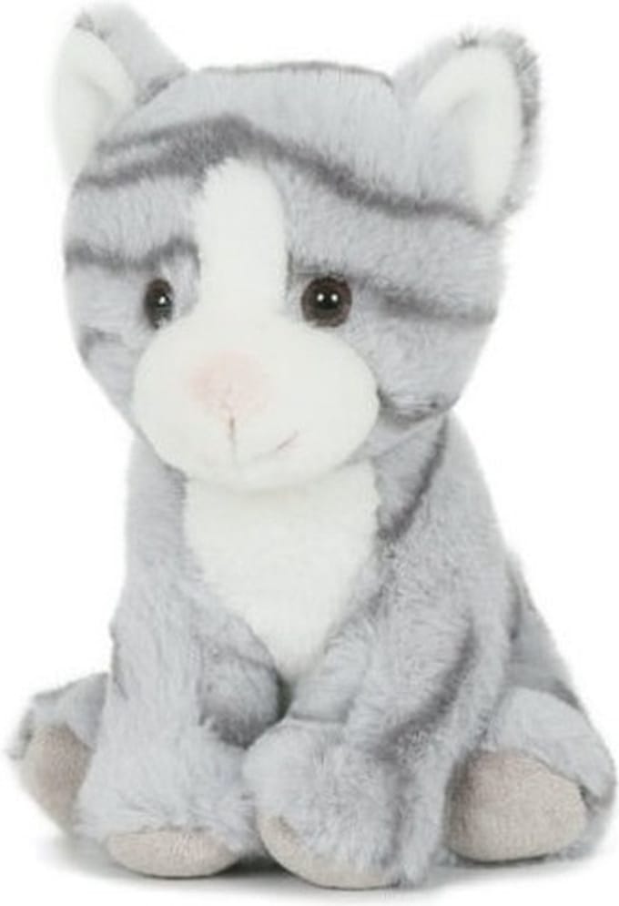 Semo Knuffel Kat - grijs - pluche - 18 cm - poes knuffeldier