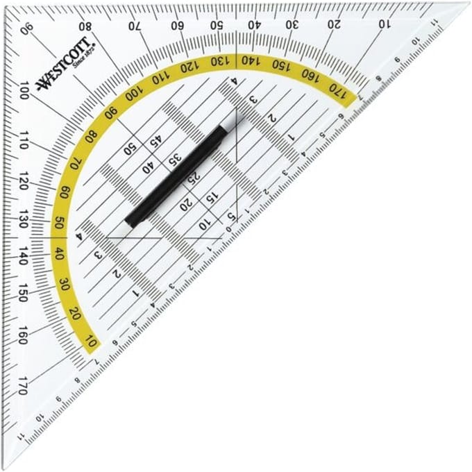 Westcott geodriehoek - 22cm - met greep - AC-E10134-BP