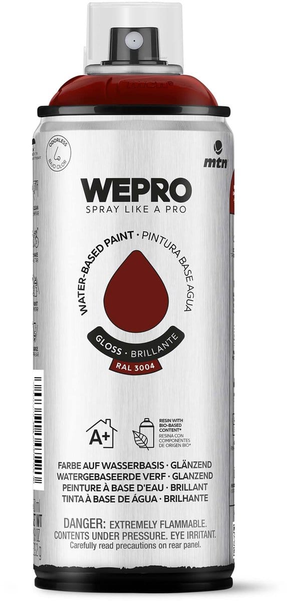 Spuitbus Ral 3004 Glans MTN WEPRO WATER-BASED PAINT 400ML