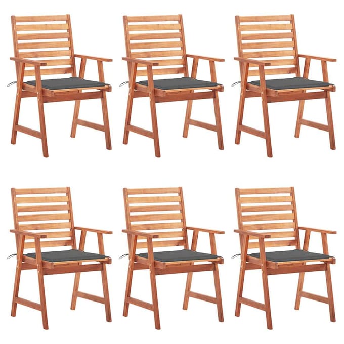 vidaXL - Tuinstoelen - 6 - st - met - kussens - massief - acaciahout