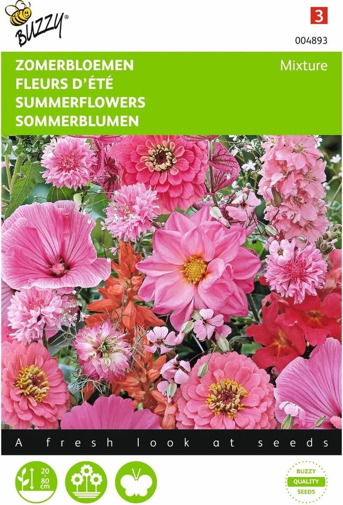 2 stuks - Buzzy - Zomerbloemen Rose Rode Tinten
