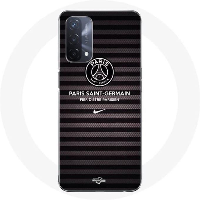 Coque - MANIACASE - Oppo A93 5G - Noir et gris - Le Paris SG et Nike - Souple gris