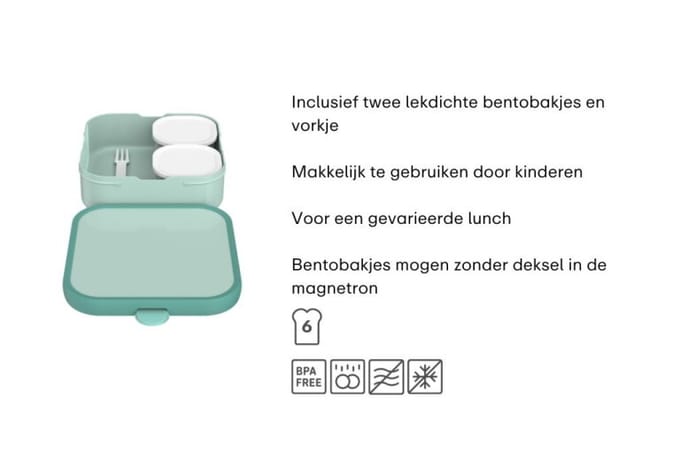 Mepal Bento lunchbox groot Campus - 1.25 l - Inclusief 2 uitneembare lekdichte bentobakjes & vorkje - Spiderman