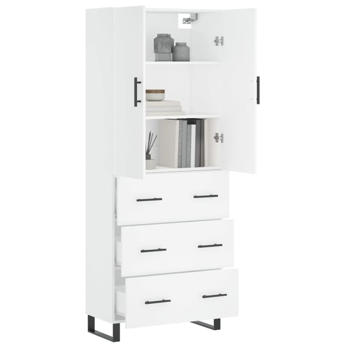 vidaXL - Hoge - kast - 69,5x34x180 - cm - bewerkt - hout - wit