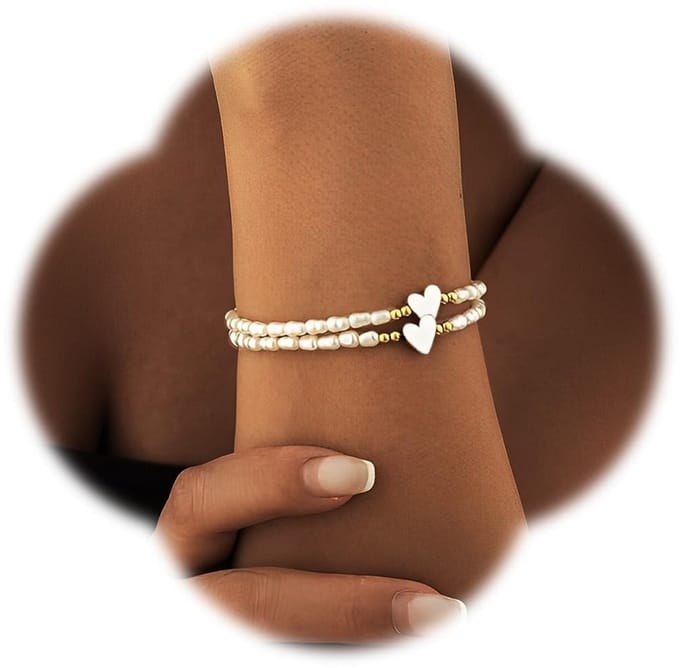 Dailygoods- Damesparelarmband - 14K Hartjesarmband - Verstelbare