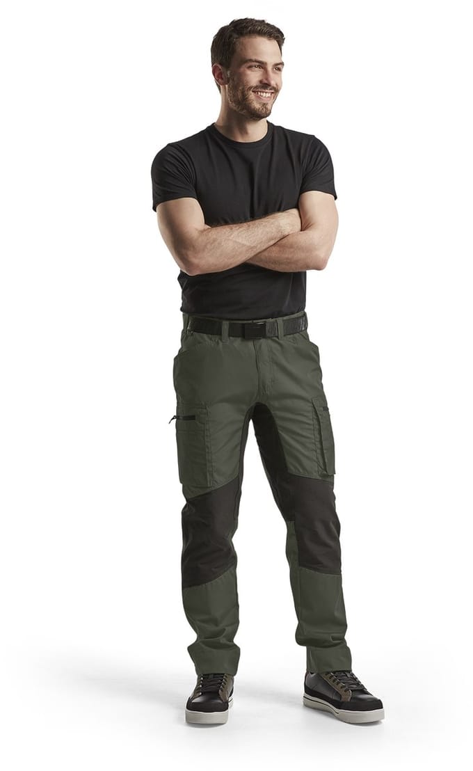Blaklader Service werkbroek met stretch 1459-1845 - Army Groen/Zwart - D96