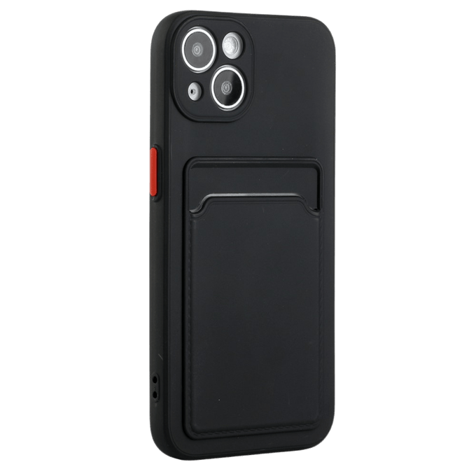 CaseBody Apple iPhone 15 Telefoonhoesje met Kaarthouder Zwart