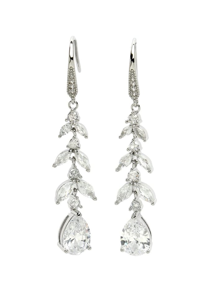AVANT-GARDE PARIS Diva Collection - elegante petal drop earrings - 1 paar - rhodium plated met fish hook sluiting
