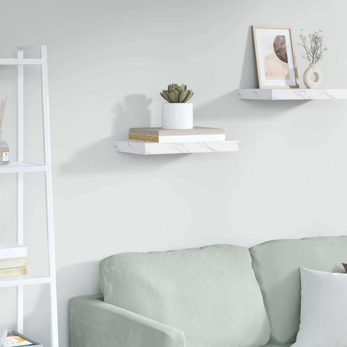 vidaXL - Wandplank - Muurmontage - Wit - Marmer - 40 - x - 23,5 - x - 3,8 - cm
