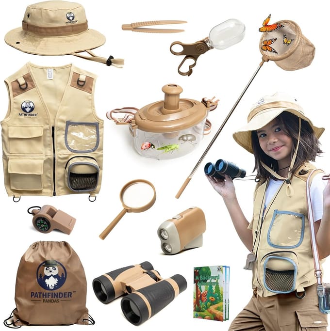 Kinder Ontdekking Set - Avontuur Gids - Buiten Spelen - Inclusief Insecten E-book - 3-7 Jaar - Bruin