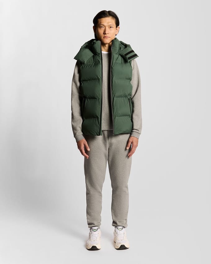 Lyle & Scott Heavyweight Hooded Puffer Gilet - Groen
