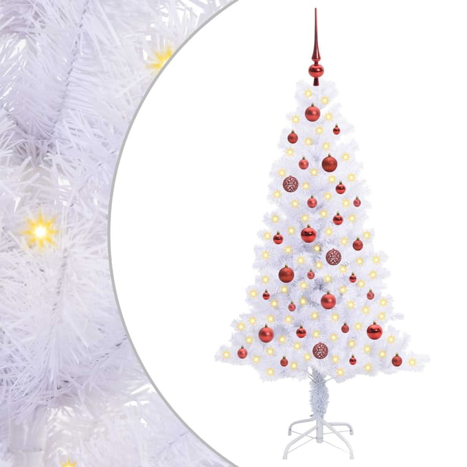 vidaXL - Kunstkerstboom - met - 150 - LED - Wit - 150 - cm - PVC - en - Staal