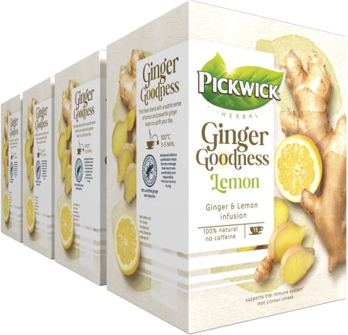 Pickwick Kruidenthee Ginger Goodness Lemon - 4 x 15 theezakjes