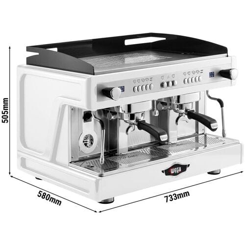 WEGA Airy - Portafiltermachine - 2 groepen - 3,85 kW - met 2 melkopschuimers & heet water - Wit