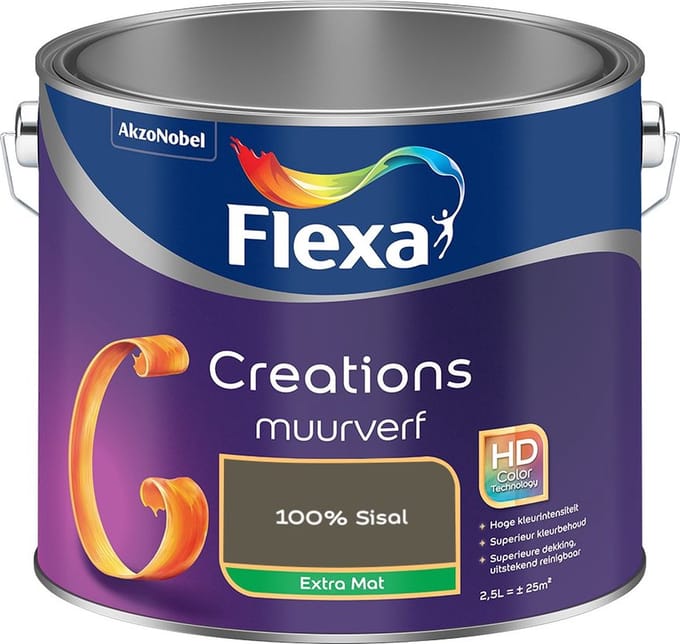 Flexa - Creations Muurverf Extra Mat - 100% Sisal - Mengverf - 2,5 L
